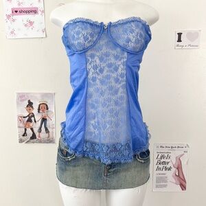 Bliss New York Y2K Periwinkle Blue Lace Bustier Corset Top — Bimbo